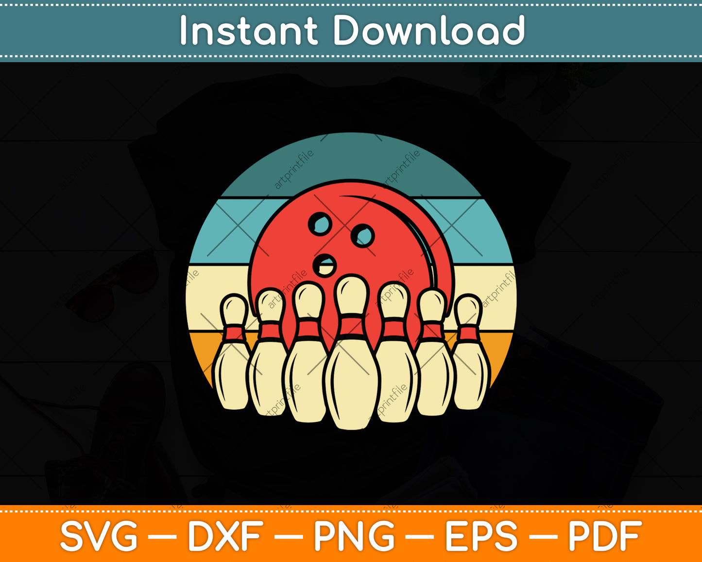 Vintage Bowling Svg Png Dxf Digital Cutting File