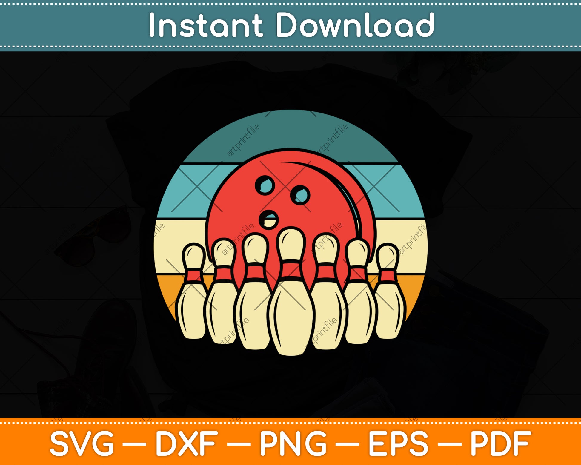 Vintage Bowling Svg Png Dxf Digital Cutting File