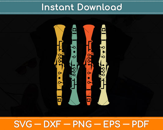 Vintage Clarinet Svg Png Dxf Digital Cutting File