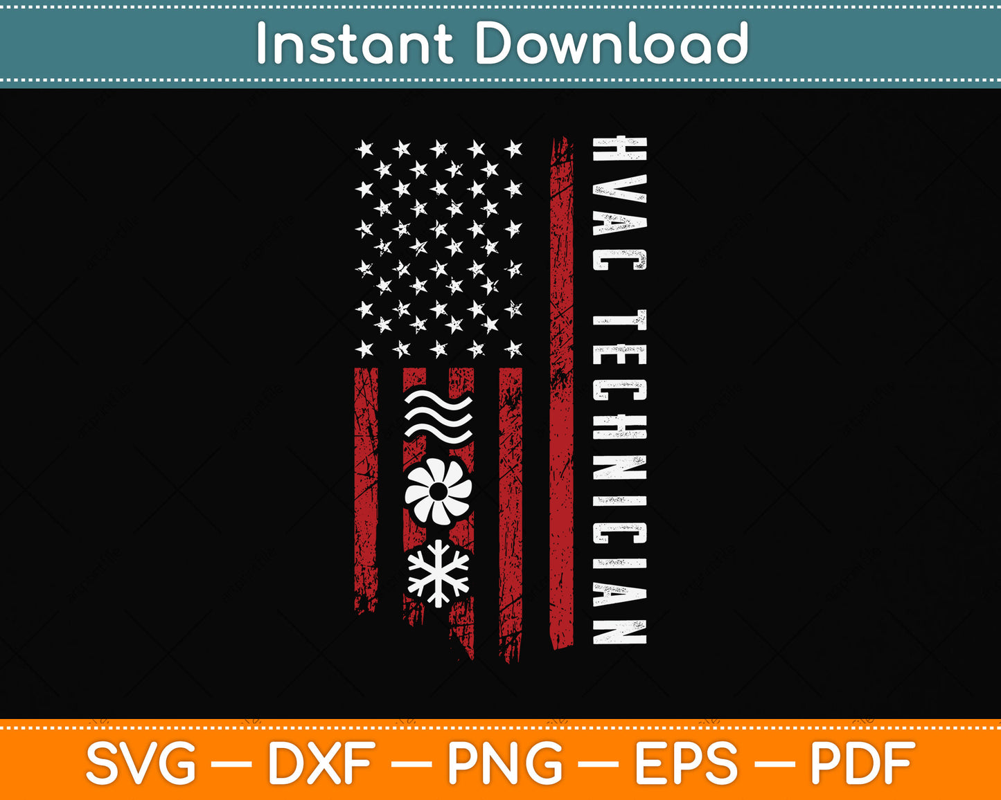 Vintage HVAC Technician USA HVAC Tech American Flag Svg Digital Cutting File