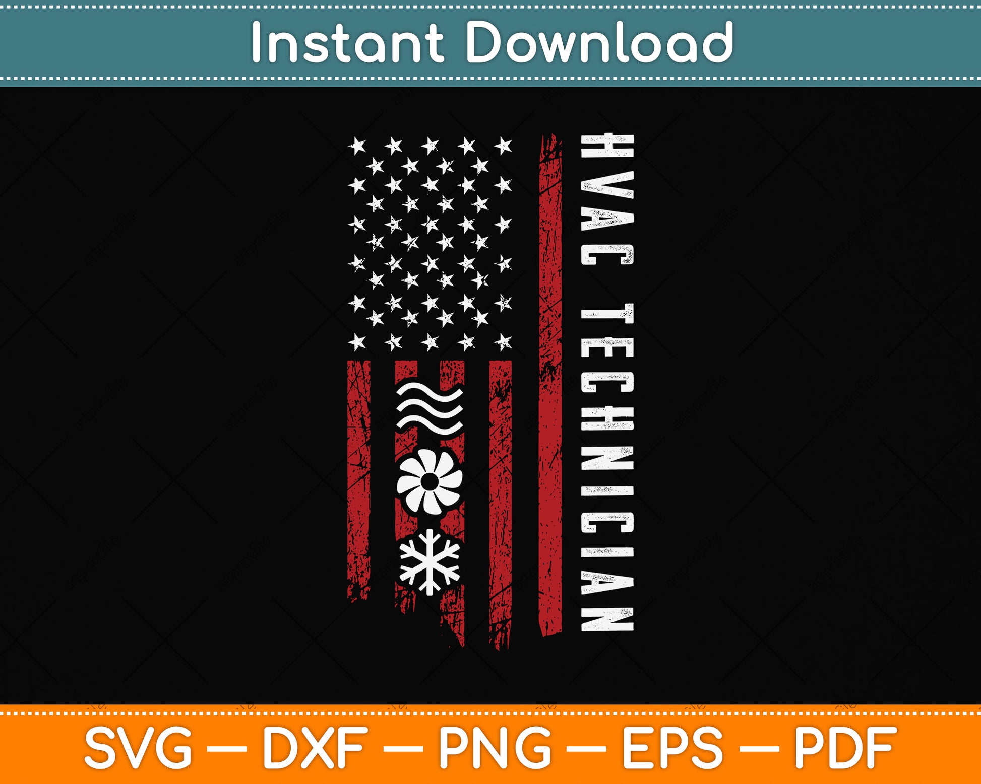 Vintage HVAC Technician USA HVAC Tech American Flag Svg Digital Cutting File