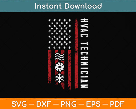 Vintage HVAC Technician USA HVAC Tech American Flag Svg Digital Cutting File