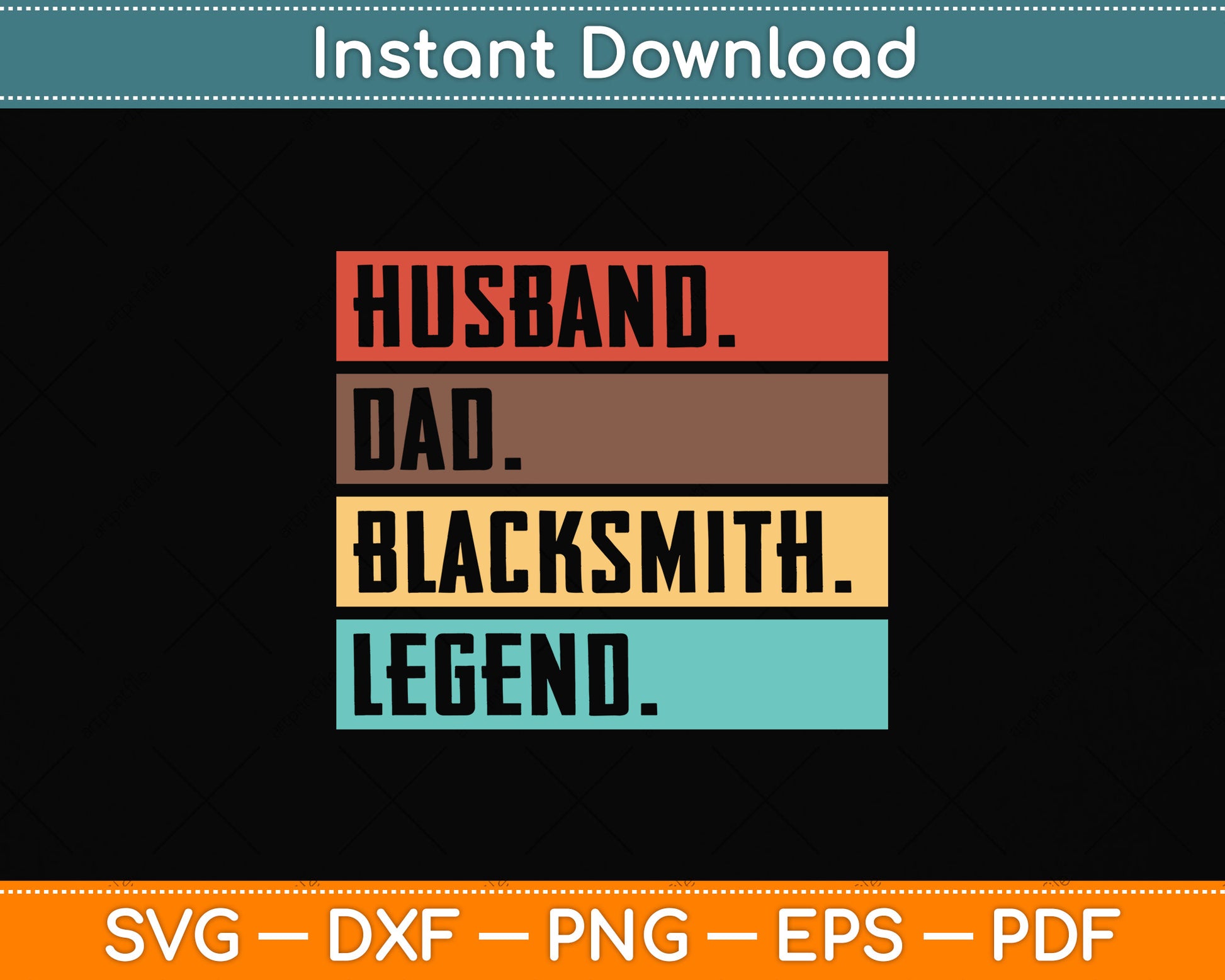 Vintage Husband Dad Blacksmith Funny Father's Day Svg Png Dxf Digital Cutting File