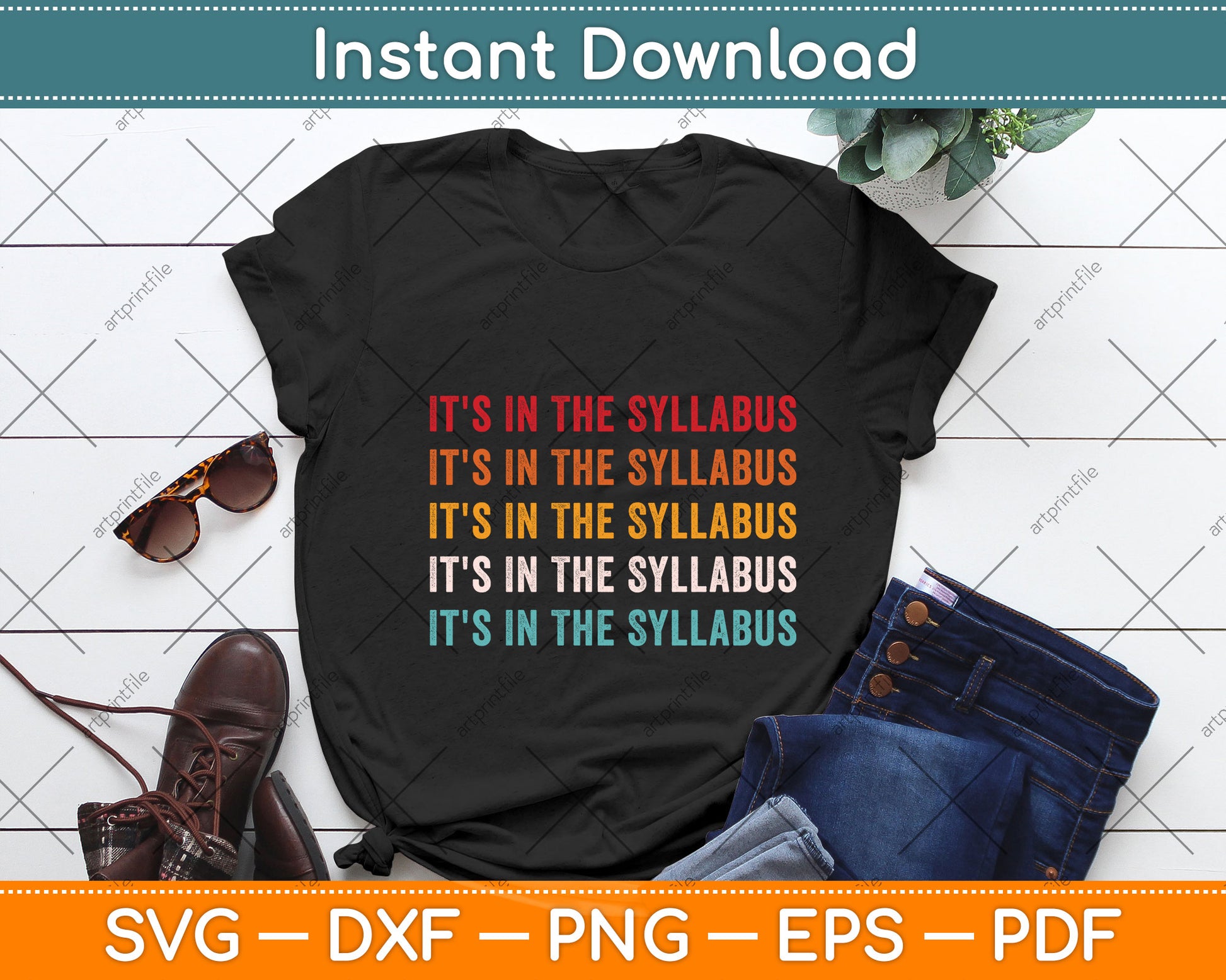 Vintage It's In The Syllabus Funny Svg Png Dxf Digital Cutting File