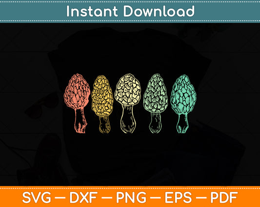 Vintage Morel Mushroom Svg Png Dxf Digital Cutting File
