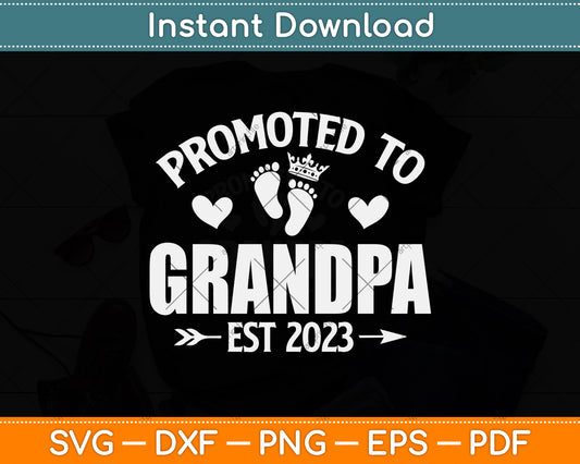 Vintage Promoted to Grandpa Est 2023 Grandpa Father's Day Svg Digital Cutting File