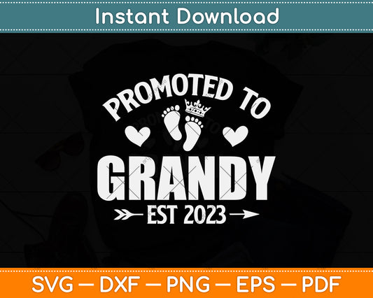 Vintage Promoted to Grandy Est 2023 Grandpa Father's Day Svg Digital Cutting File