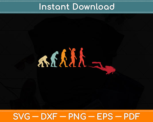 Vintage Retro Diving Evolution Svg Png Dxf Digital Cutting File