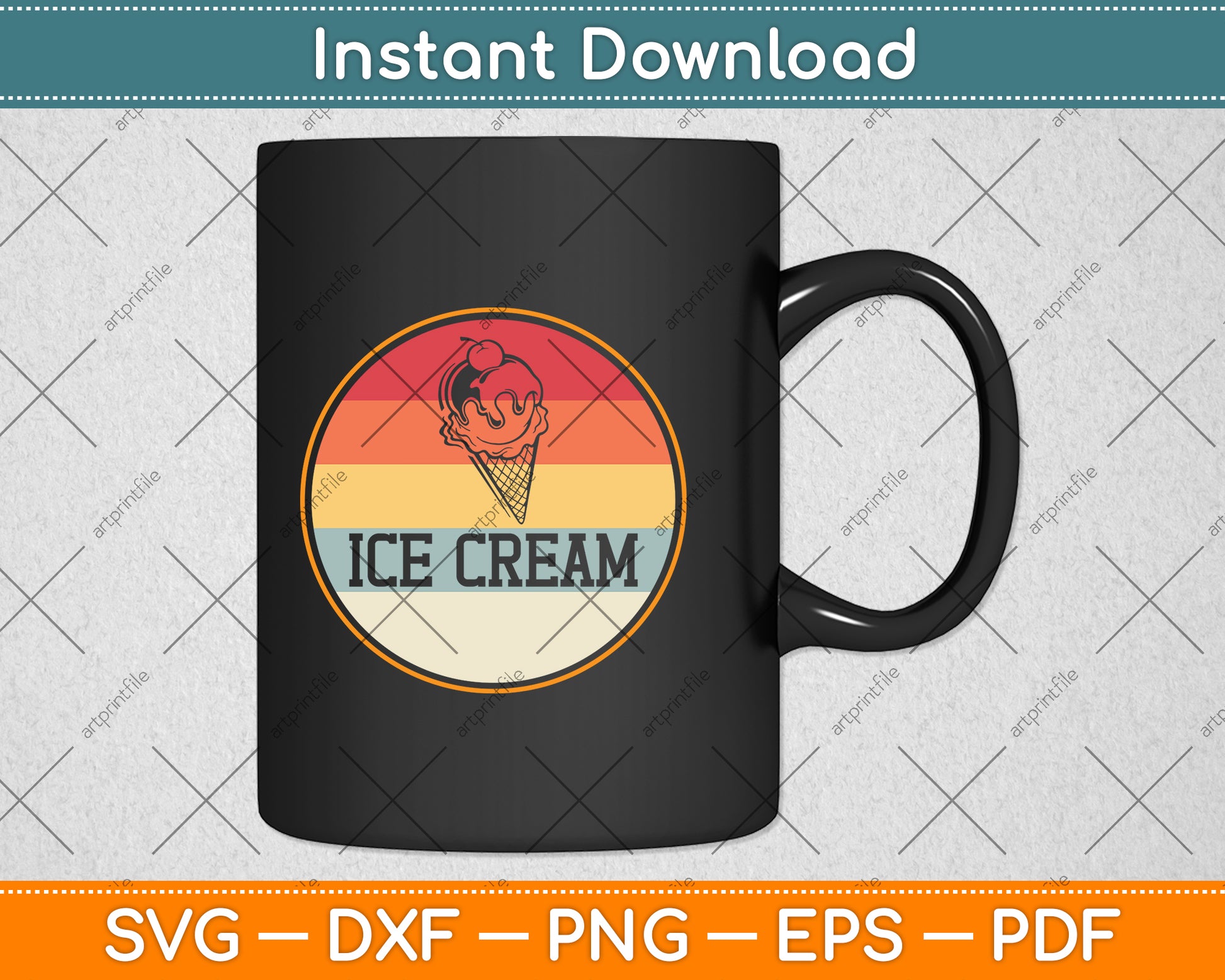 Vintage Retro Ice Cream Svg Png Dxf Digital Cutting File