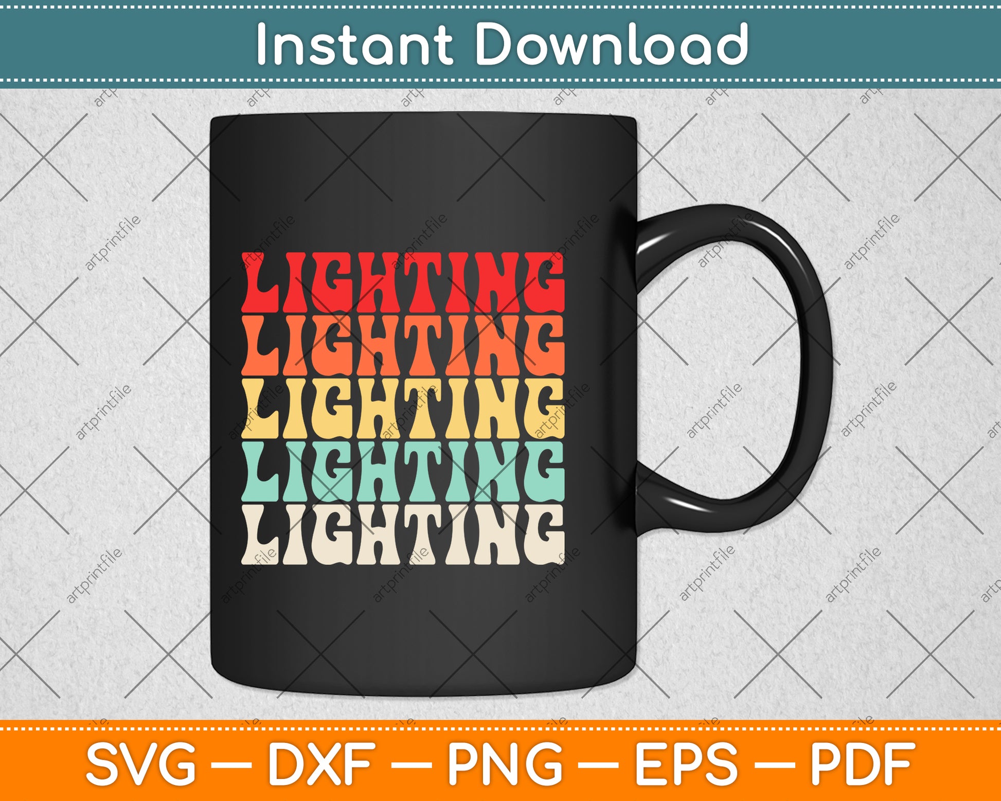 Vintage Retro Lighting Svg Png Dxf Digital Cutting File