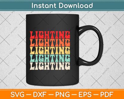 Vintage Retro Lighting Svg Png Dxf Digital Cutting File
