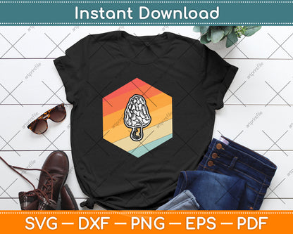Vintage Retro Morel Mushroom Svg Png Dxf Digital Cutting File