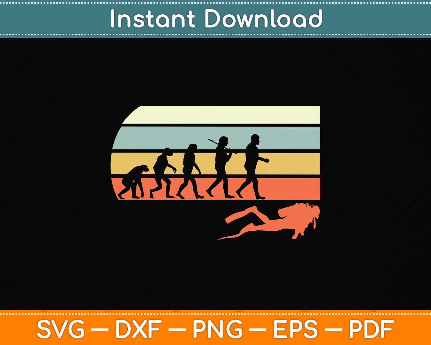 Vintage Retro Scuba Diver Svg Png Dxf Digital Cutting File