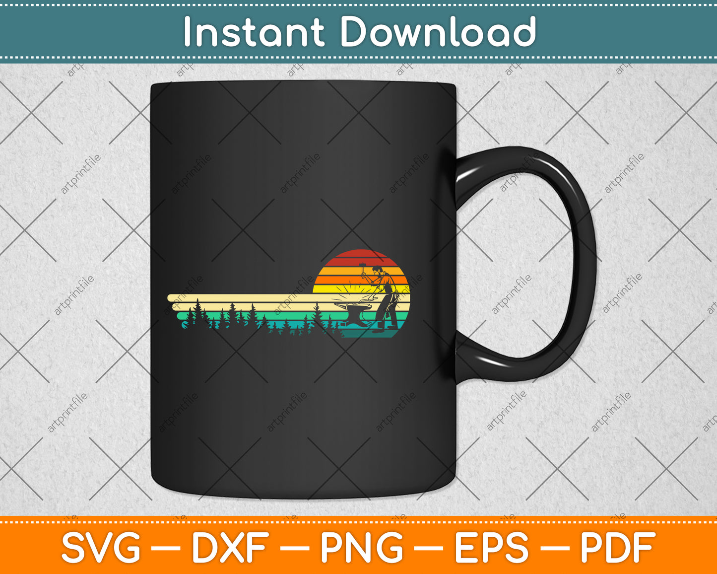 Vintage Retro Style Blacksmith Svg Png Dxf Digital Cutting File