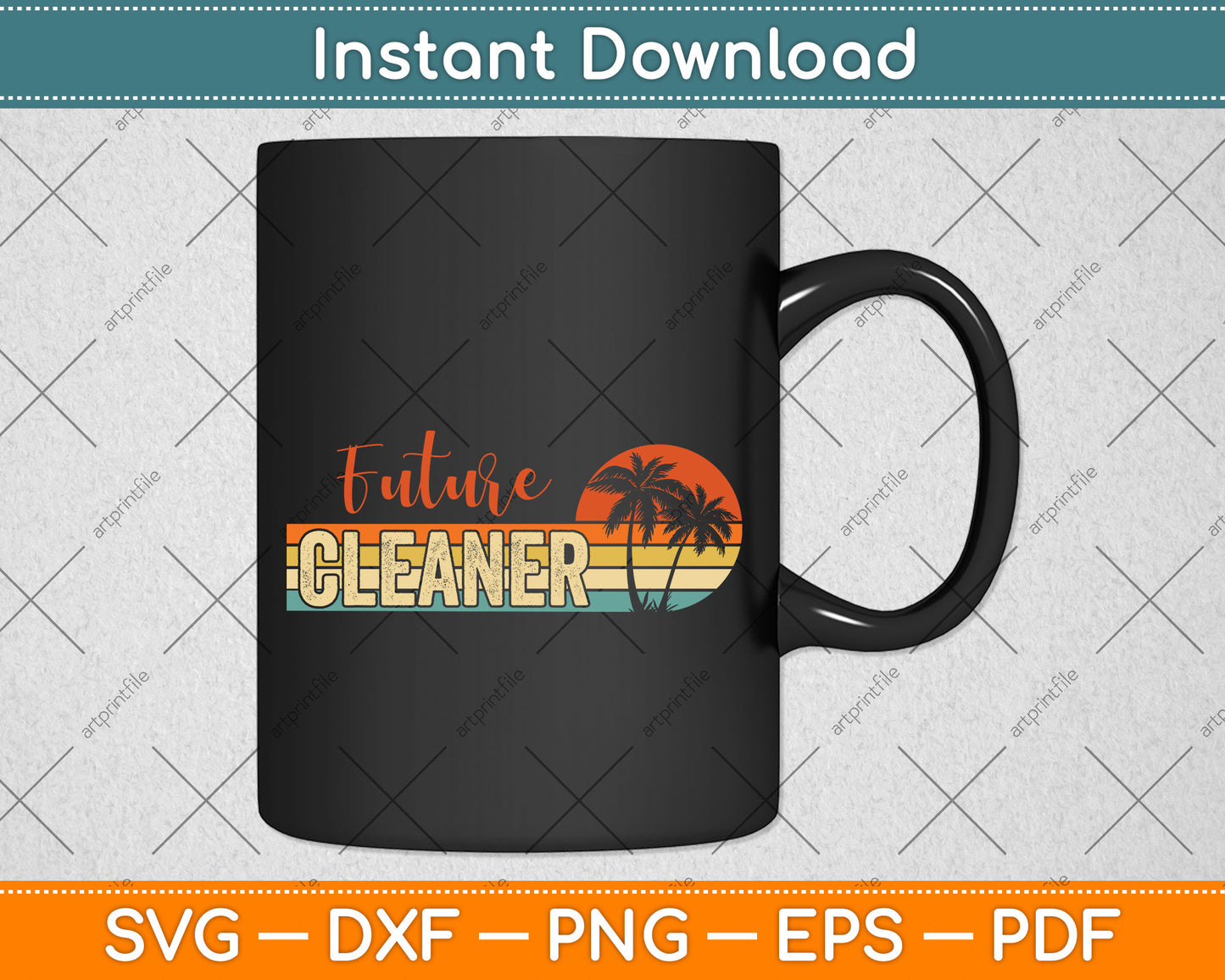 Vintage Retro Style Future Cleaner Svg Png Dxf Digital Cutting File