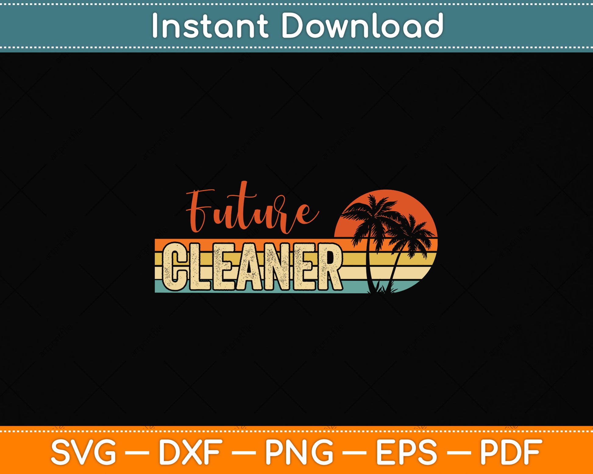 Vintage Retro Style Future Cleaner Svg Png Dxf Digital Cutting File