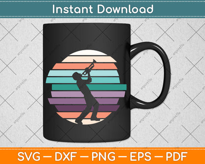 Vintage Retro Style Trumpet Player Svg Png Dxf Digital Cutting File