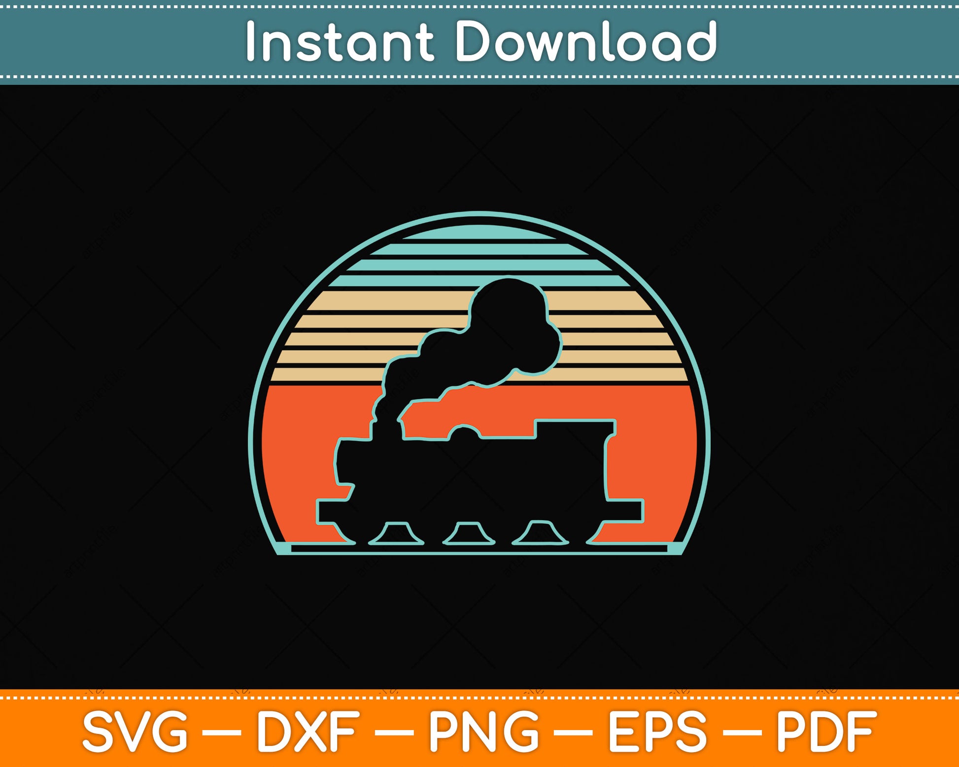 Vintage Retro Train Driver Svg Png Dxf Digital Cutting File
