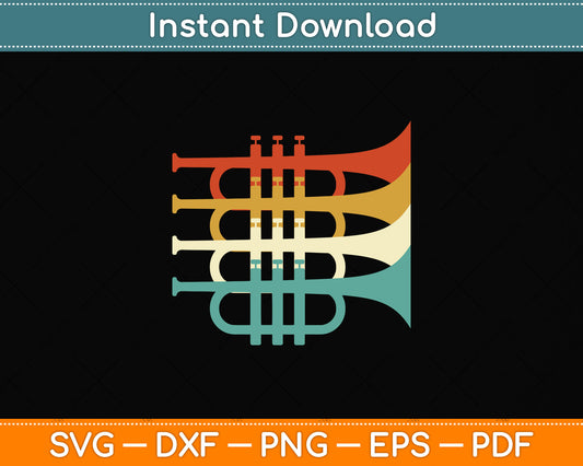 Vintage Retro Trumpet Player Svg Png Dxf Digital Cutting File