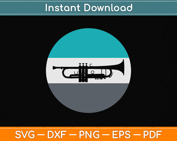 Vintage Retro Trumpet Svg Png Dxf Digital Cutting File
