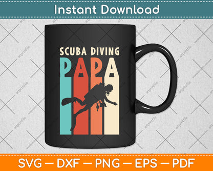 Vintage Scuba Diving Papa Svg Png Dxf Digital Cutting File
