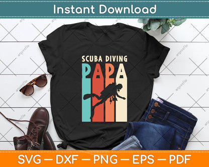 Vintage Scuba Diving Papa Svg Png Dxf Digital Cutting File