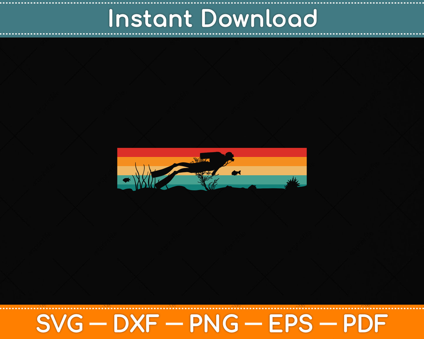 Vintage Scuba Diving Svg Png Dxf Digital Cutting File