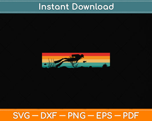 Vintage Scuba Diving Svg Png Dxf Digital Cutting File