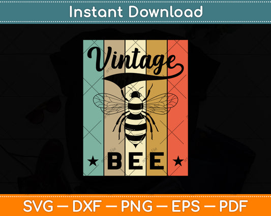 Vintage Style Bee Queen Honey Beekeeper Beekeeping Svg Png Dxf Digital Cutting File