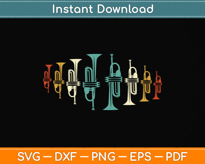 Vintage Retro Trumpet Player Svg Png Dxf Digital Cutting File