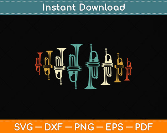 Vintage Retro Trumpet Player Svg Png Dxf Digital Cutting File