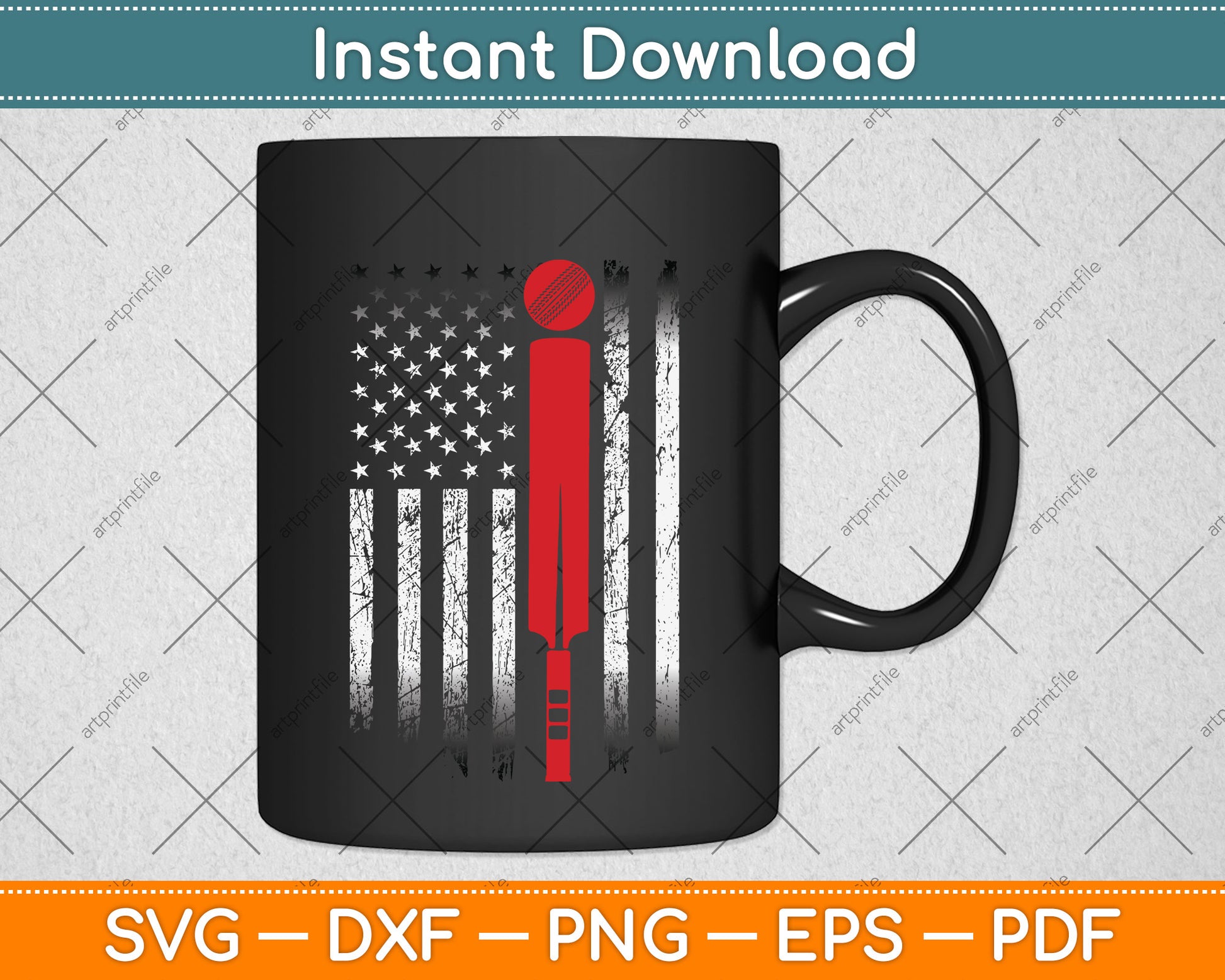Vintage USA Cricket American Flag Cricketer Funny Svg Png Dxf Digital Cutting File