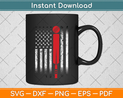 Vintage USA Cricket American Flag Cricketer Funny Svg Png Dxf Digital Cutting File