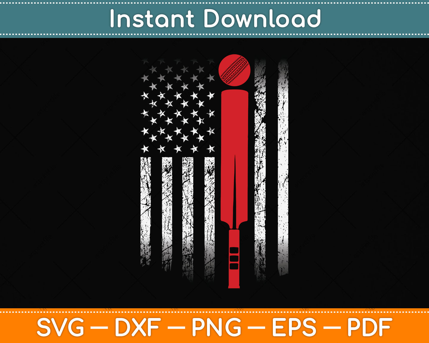 Vintage USA Cricket American Flag Cricketer Funny Svg Png Dxf Digital Cutting File