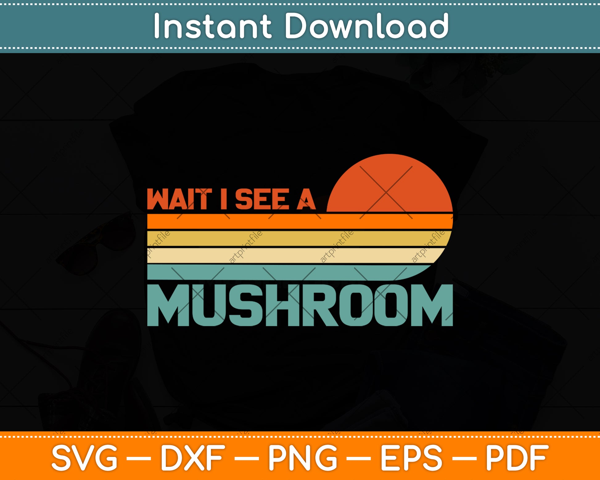 Wait I See A Mushroom vintage Svg Png Dxf Digital Cutting File
