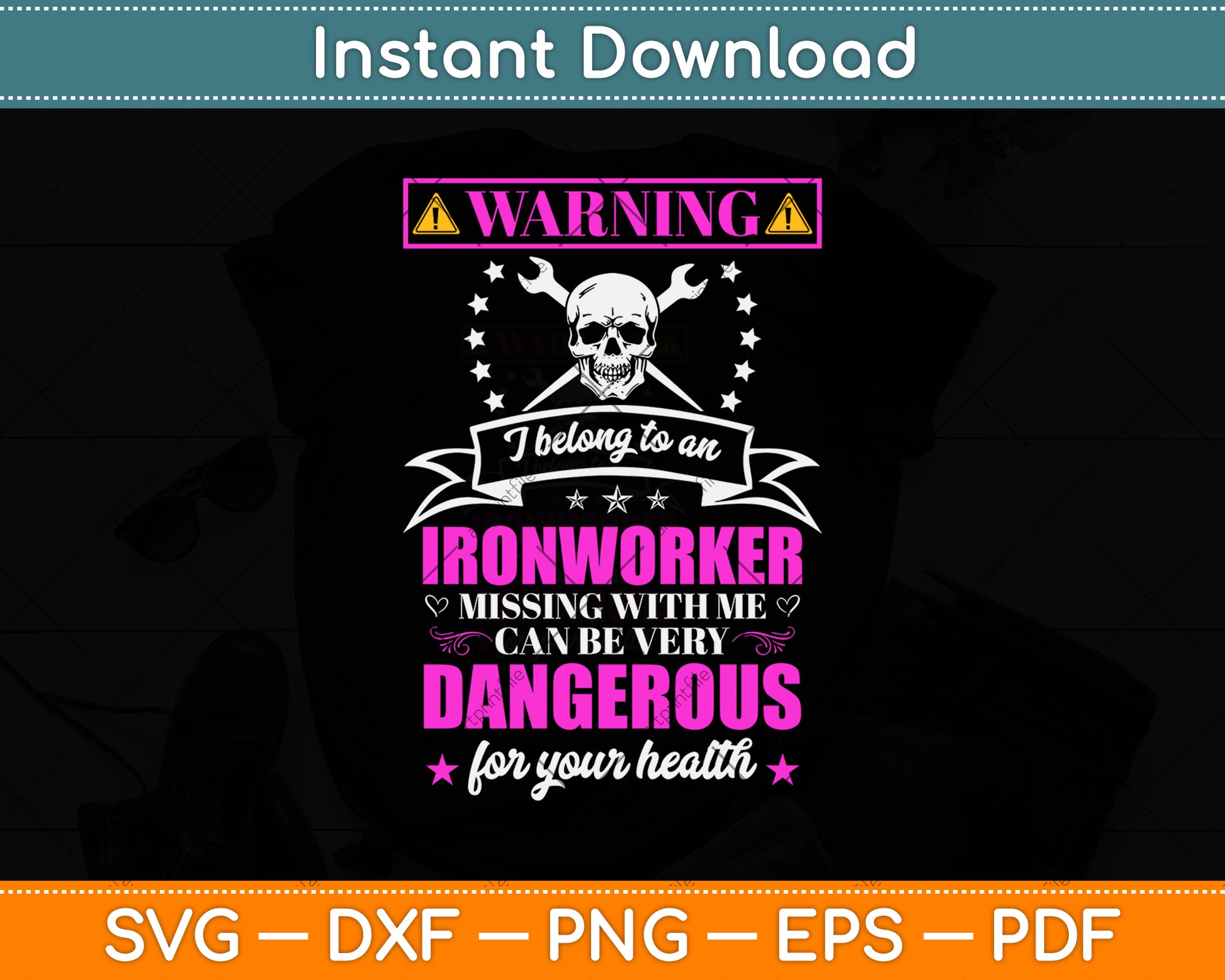 Warning I Belong To An Ironworker Svg Png Dxf Digital Cutting File
