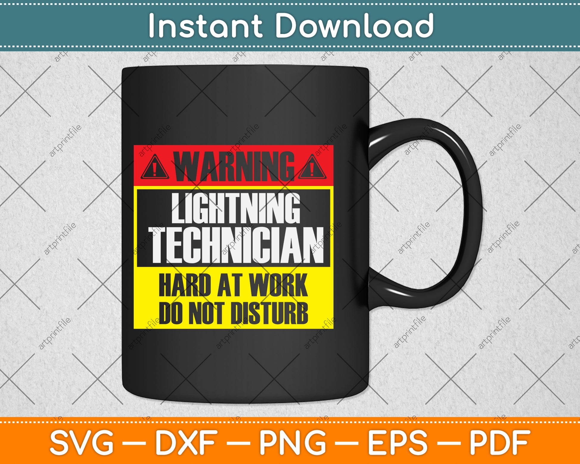 Warning Lightning Technician at Work Do Not Disturb Svg Png Dxf Digital Cutting File