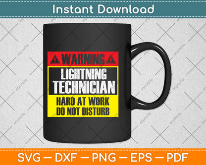 Warning Lightning Technician at Work Do Not Disturb Svg Png Dxf Digital Cutting File
