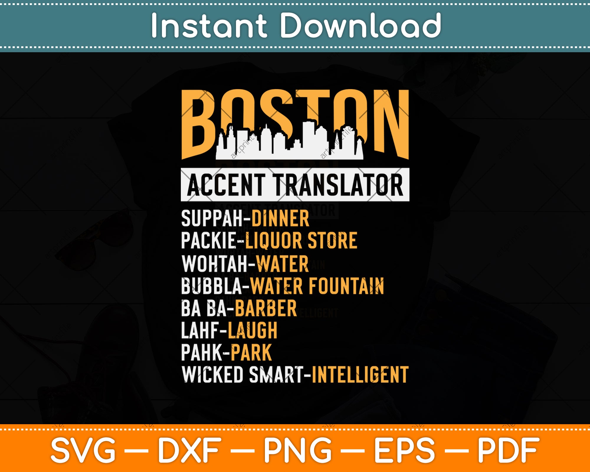 Wicked Smaht Funny Boston Accent Translator Bostonians Svg File ...