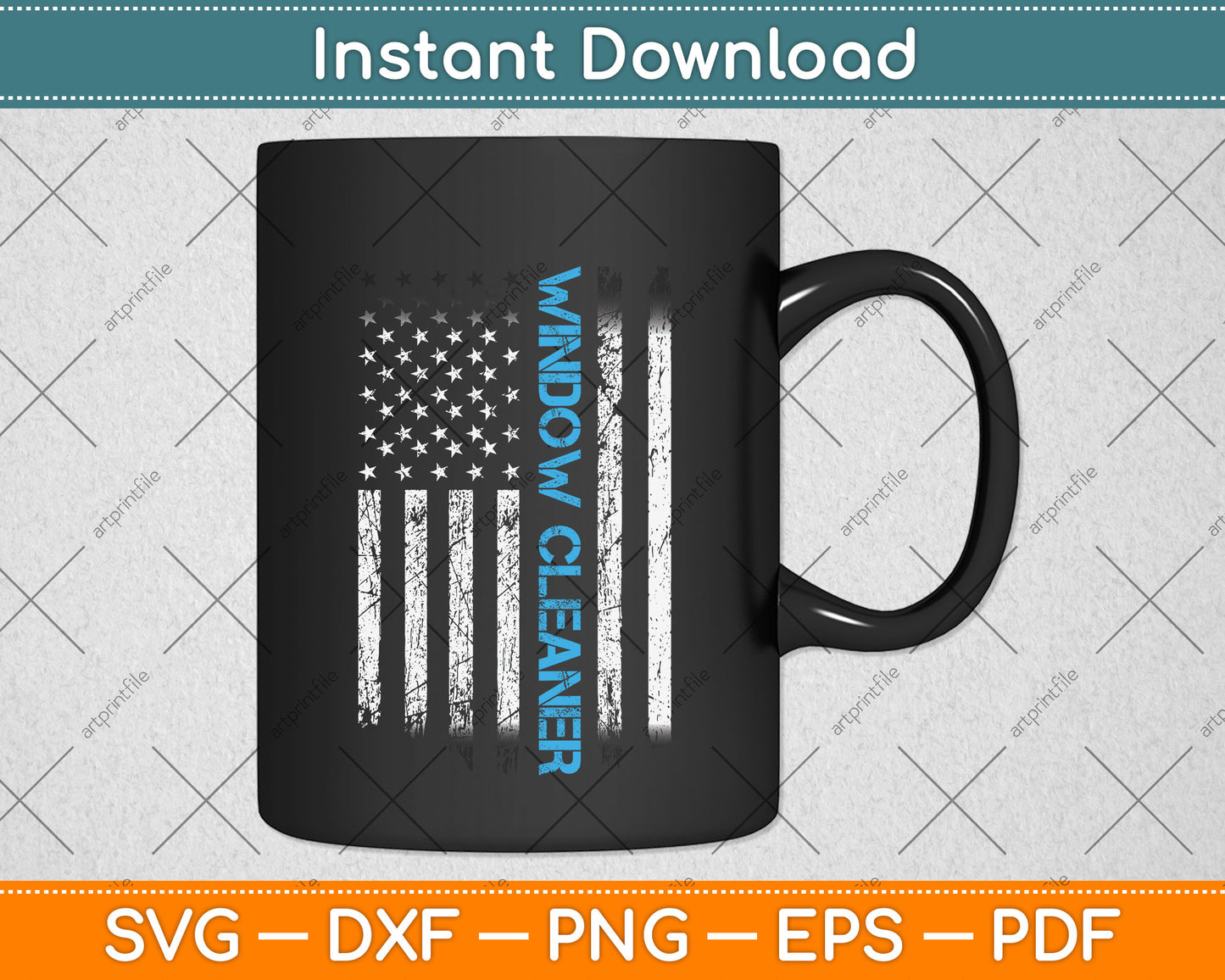 Window Cleaner USA Flag Funny Cleaning Svg Png Dxf Digital Cutting File