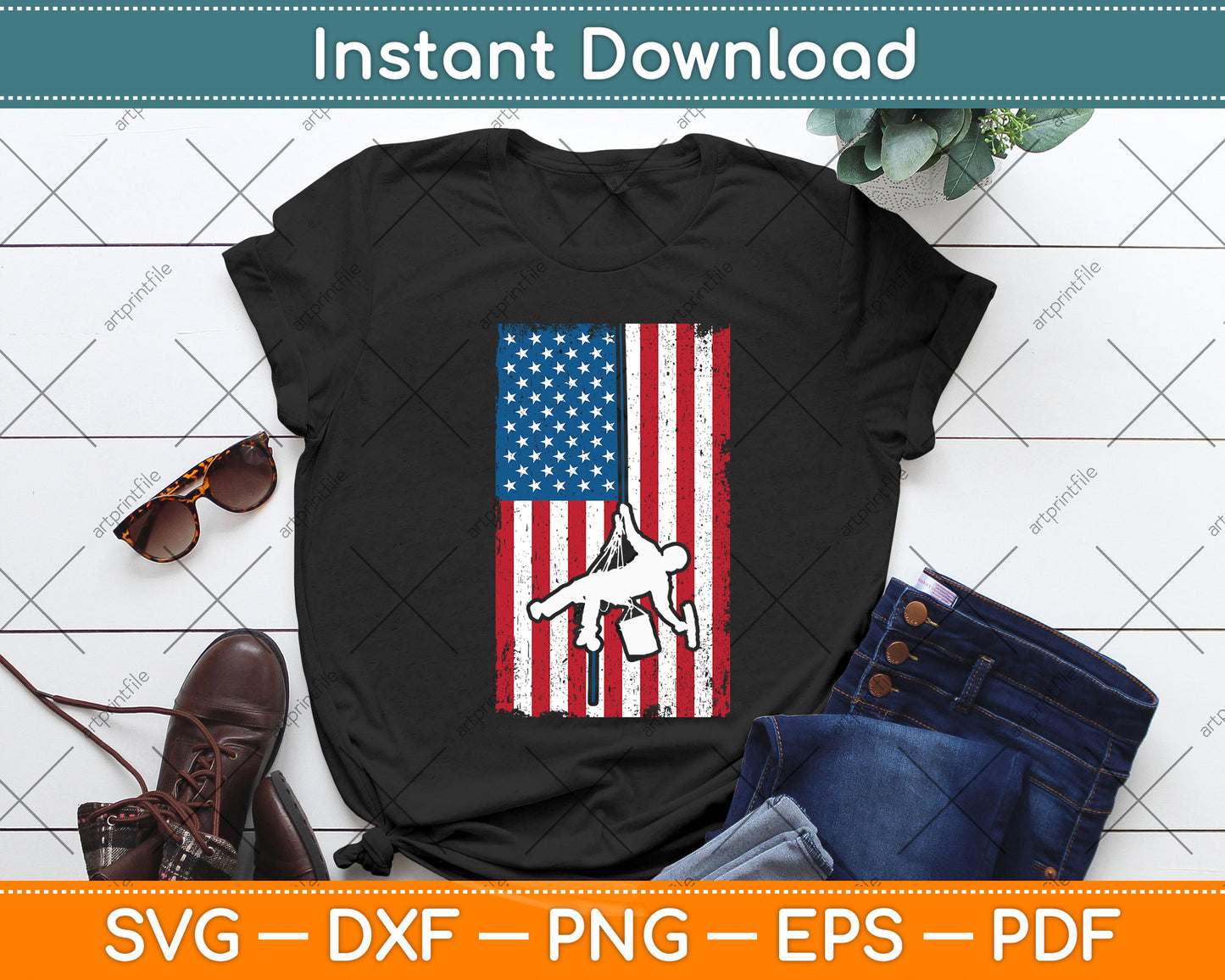Window Cleaner US Flags Funny Cleaning Svg Png Dxf Digital Cutting File
