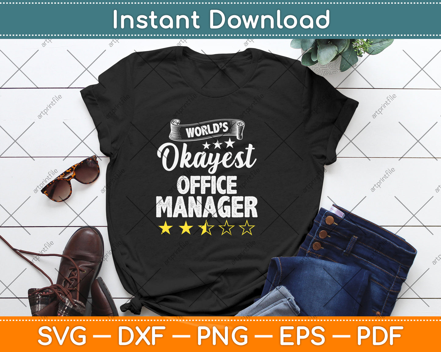 World’s Okayest Office Manager Svg Png Dxf Digital Cutting File