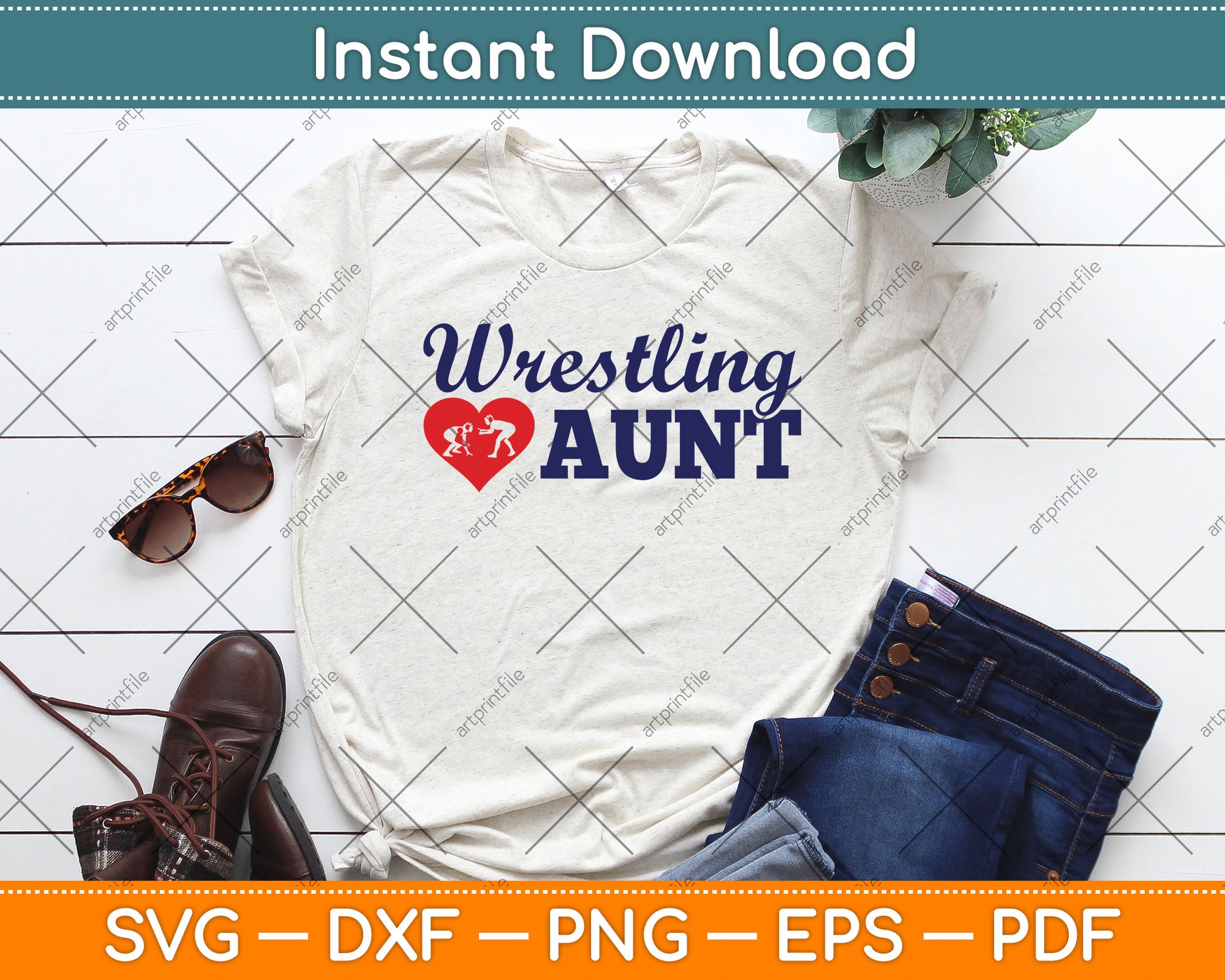 Wrestling Aunt Mothers Day Svg Png Dxf Digital Cutting File
