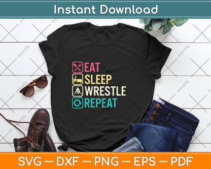 Wrestling Eat Sleep Wrestle Repeat Svg Png Dxf Digital Cutting File