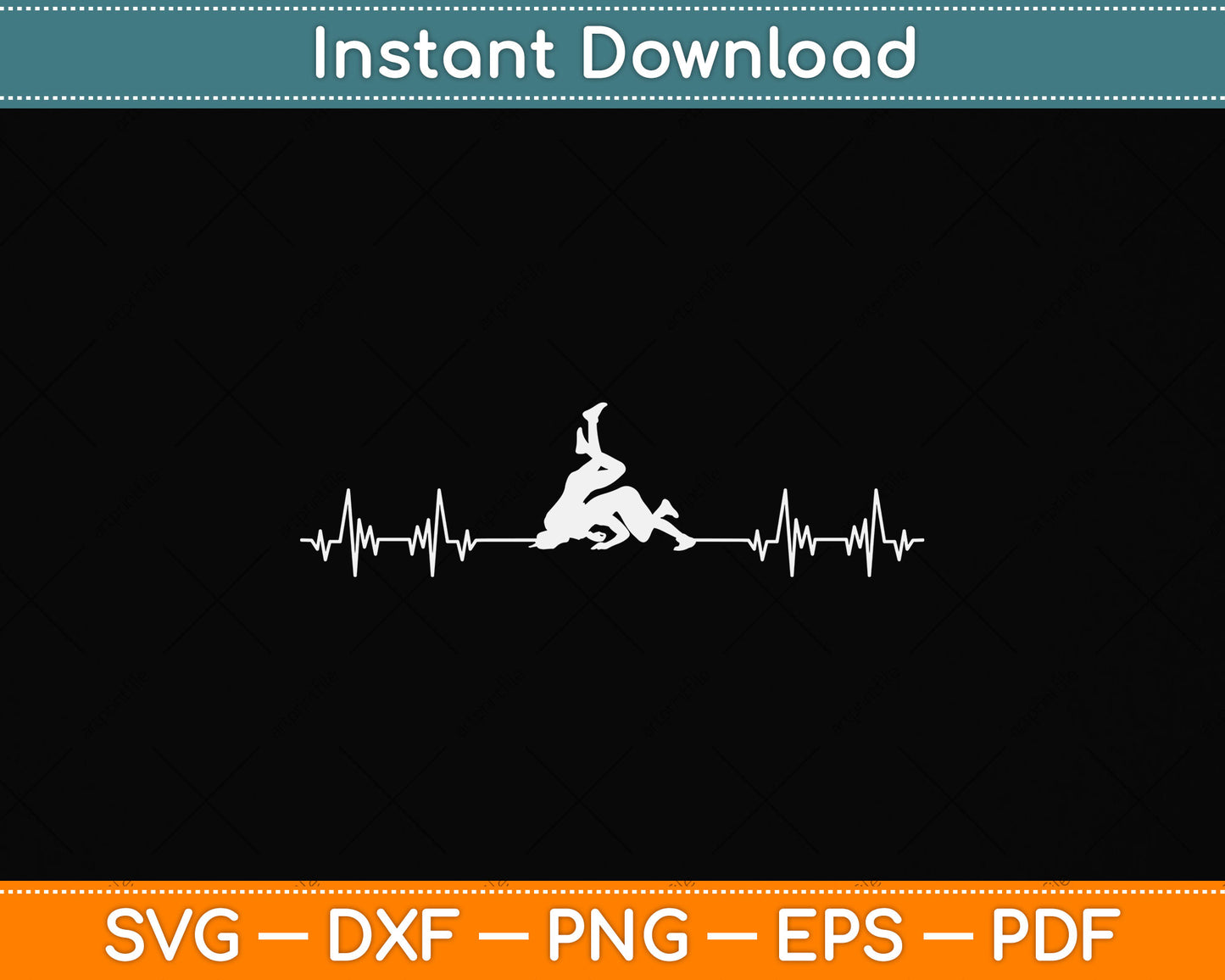 Wrestling Heartbeat Svg Png Dxf Digital Cutting File