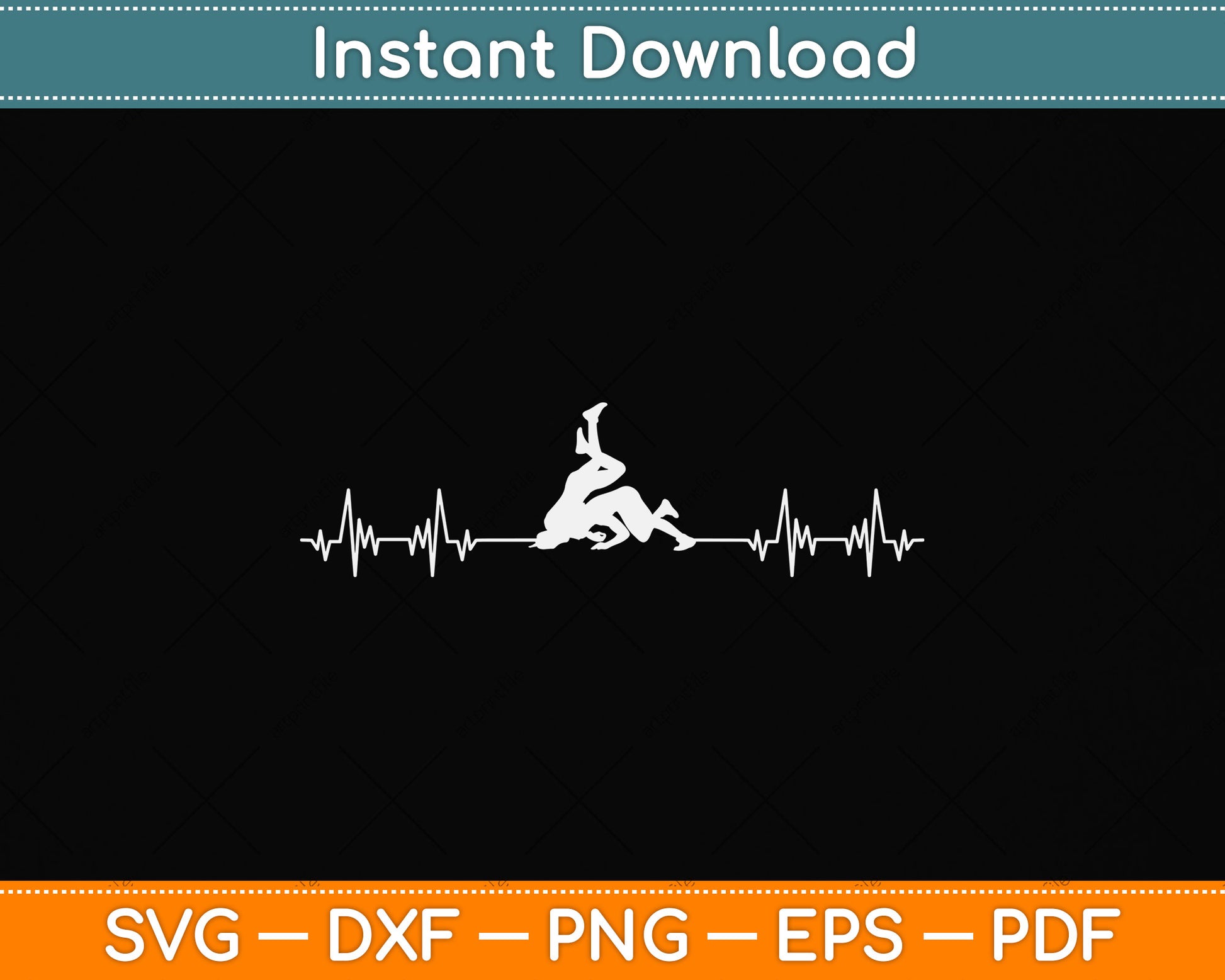 Wrestling Heartbeat Svg Png Dxf Digital Cutting File