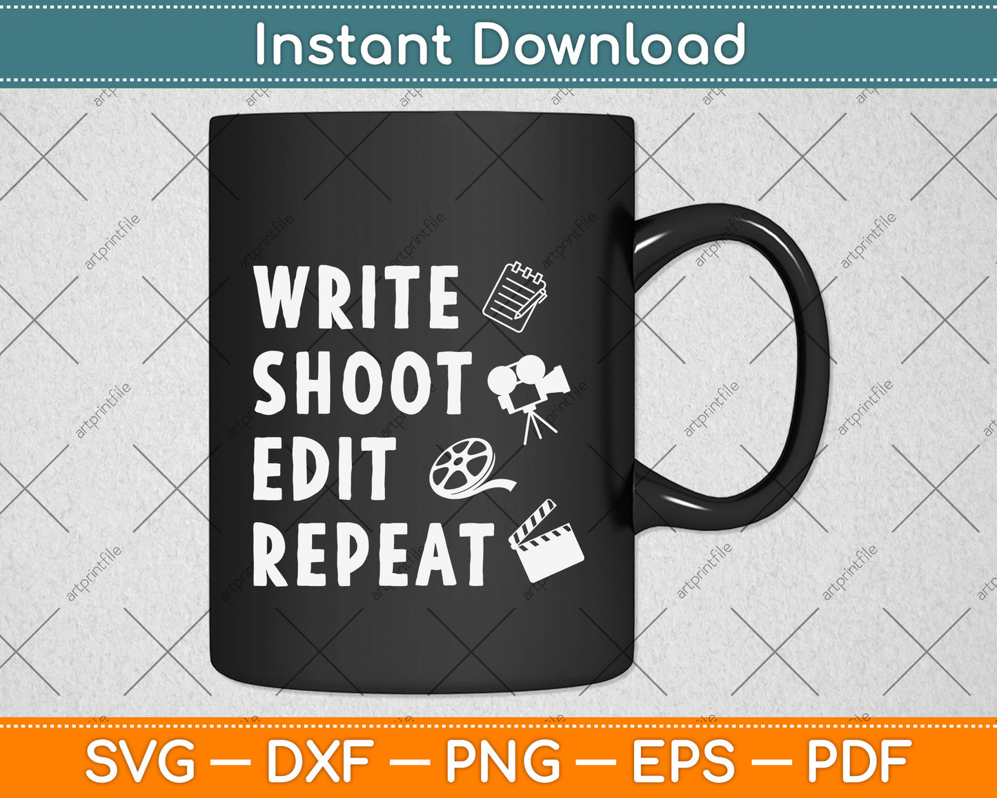 Write Shoot Edit Repeat Journalist Svg Png Dxf Digital Cutting File