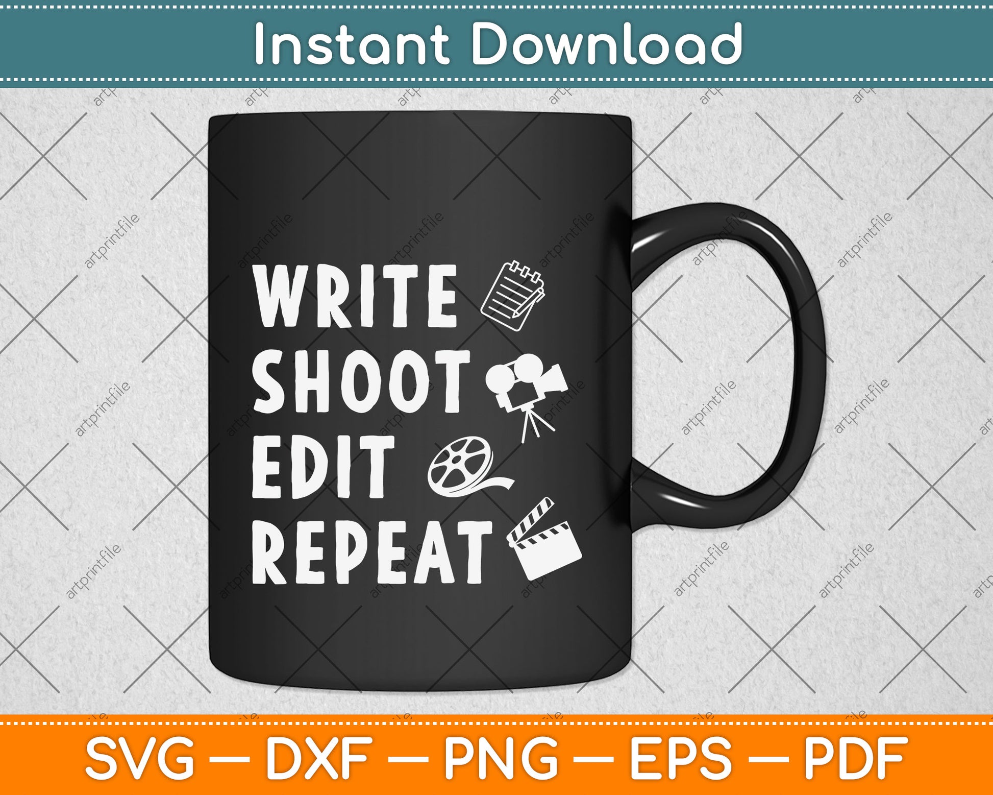 Write Shoot Edit Repeat Journalist Svg Png Dxf Digital Cutting File