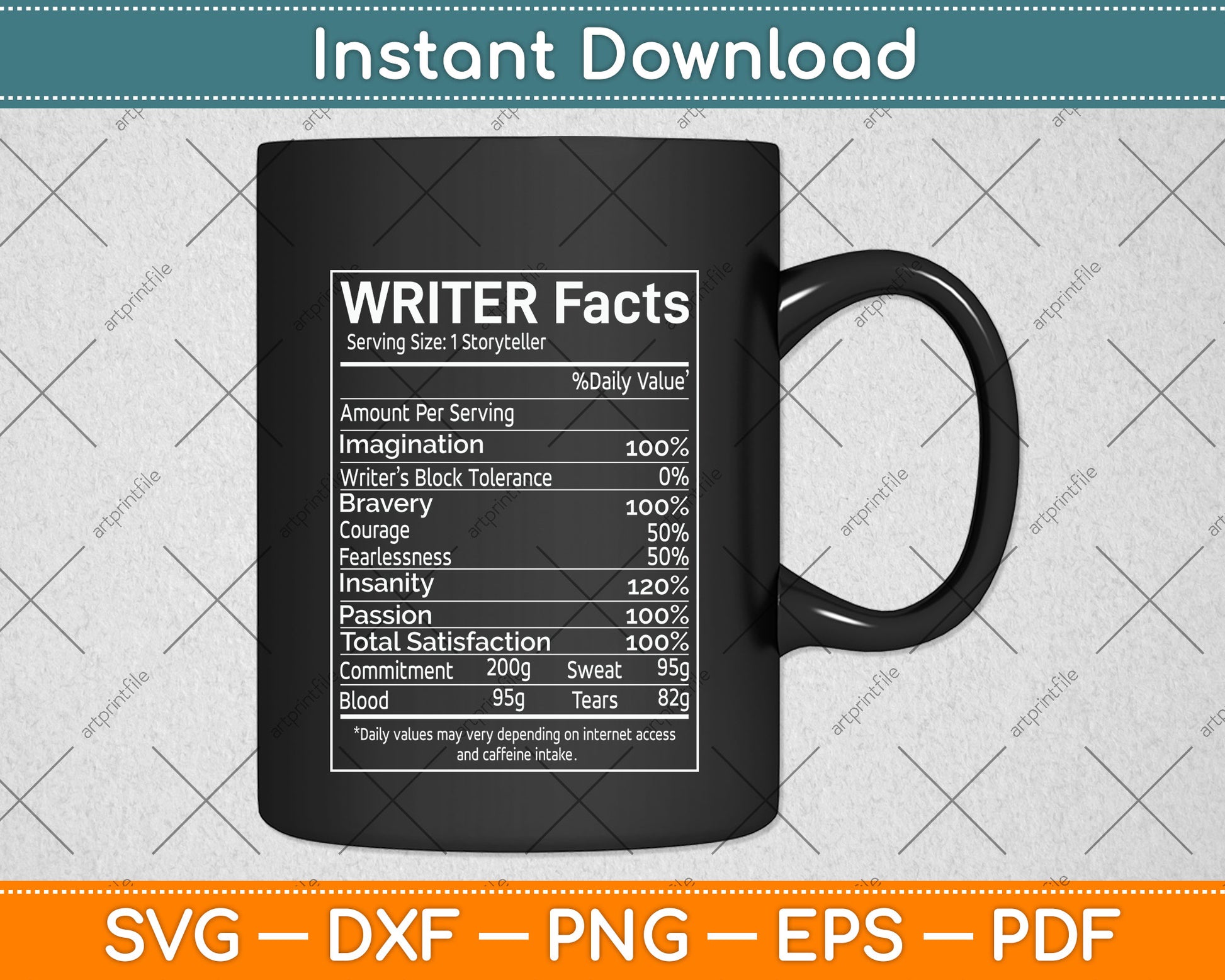 Writer Facts Storyteller Nutrition Information Svg Png Dxf Digital Cutting File