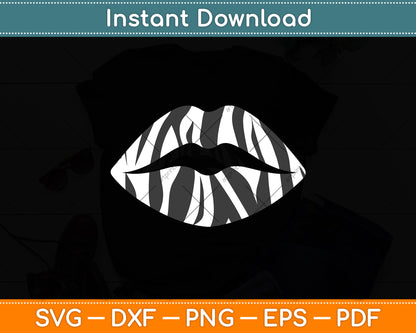 Zebra Print Lips Funny Zebra Svg Png Dxf Digital Cutting File